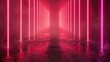 This 3D render shows a neon background with laser rays glowing in the dark in a red pink color. It has vertical lines that run vertically.