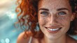  happy tender redhead girl freckles smiling broadly 