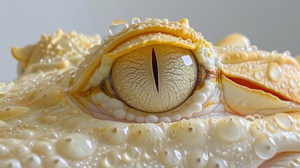 Canvas Print - A close up of a large alligator's eye with water droplets, AI