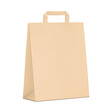 Kraft paper bag with tape internal handle mockup. Vector illustration isolated on white background. Easy to use for presentation your product, idea, promo, design. EPS10.