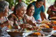 Cinco de Mayo concept - traditional Mexican family dinner with different generations sharing meal