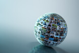 Fototapeta Tulipany - Social media ball with people pictures, online network concept