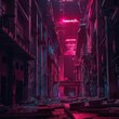 Cinematic journey through eerie neonlit abandoned robotic factory begins
