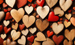 Wooden Hearts wallpaper background - AI generated
