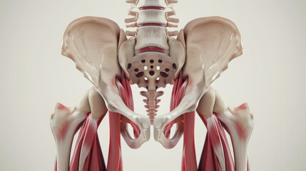 3D rendering of the human pelvic floor muscles, emphasizing function and anatomy