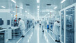 Witness the innovation of clean room technology in microchip manufacturing. AI generative.