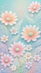 Wall Mural - enchanting array of pastel flowers, each piece a serene celebration of nature's delicate beauty