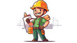 Cartoon contractor character mascot logo. Vector il