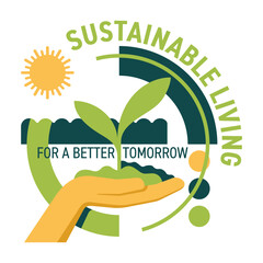 Wall Mural -  Sustainable Living for a Better Tomorrow - slogan