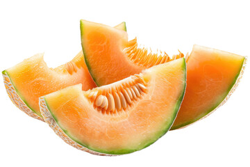 Wall Mural - orange honey melons isolated on white or transparent png
