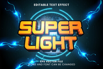 Sticker - Super light neon glow 3d editable vector text effect