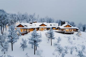 Canvas Print - cottage in the mountains