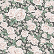 Light pink roses seamless pattern. Light cream roses arrangement. collection garden flowers and leaves. watercolor hand painting illustration on isolate background. For wedding invitations