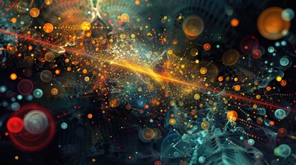 Wall Mural - digital abstract particles acceleration on blue background.