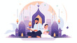 Happy ramadan with islamic character illustration 2