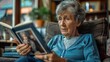Elderly woman flipping through a family album with sadness as she struggles to remember the loved ones captured in the photographs symbolizing the heartbreaking effects of Alzheimers disease