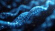 A stunning closeup of an electric blue DNA strand resembling the scales of a crocodile, set against a black background reminiscent of a dark underwater world