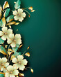 Abstract Gold and Green Floral Background with Copy Space for Text