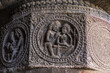 Ajanta caves, a UNESCO World Heritage Site in Maharashtra, India. Reliefs in cave nÂ°26