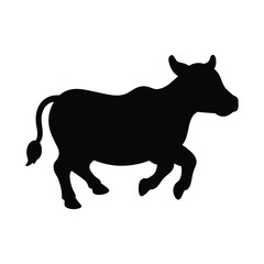 Wall Mural - silhouette of a cow on white