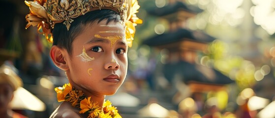 Wall Mural - This boy is dressed in traditional Balinese clothing 