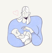 Mother And Baby Spot  Illustration Pencil Texture 