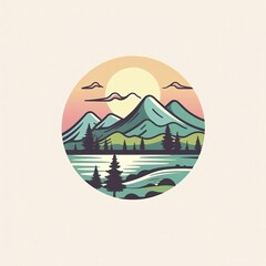 nature landscape flat minimalist logo idea