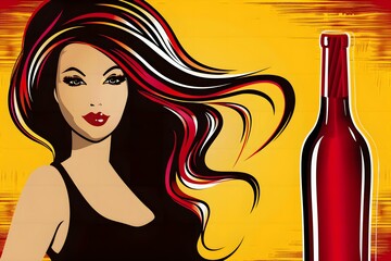 Wall Mural - girl with a glass of wine