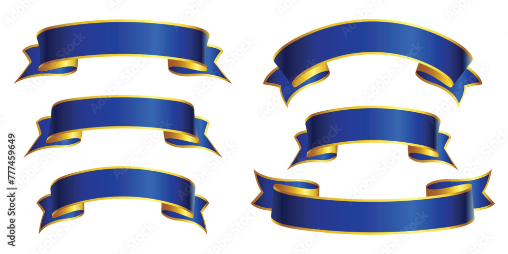Royale Blue Ribbon elegant royal blue ribbon set with gold trim Stock Vector | Adobe Stock
