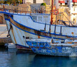 Boats at old Kyrenia Harbour and Medieval Castle in Cyprus