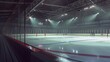 a virtual artwork featuring an empty ice hockey arena with mesmerizing spotlight reflections attractive look