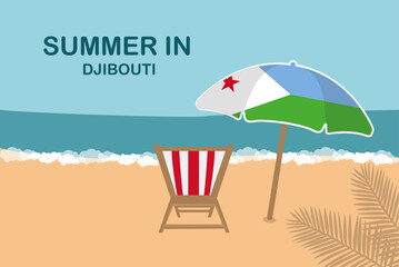 Wall Mural - Summer in Djibouti, beach chair and umbrella, vacation or holiday