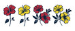 Vector set  tropical hibiscus flowers isolated on a white background. 