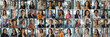 Mosaic collage of female businesswomen of multiethnic face and different ages, portraits of successful women smiling at the camera
