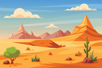 Wall Mural - Vector Desert Landscape Illustration design