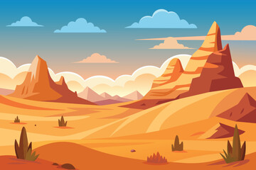 Wall Mural - Vector Desert Landscape Illustration design