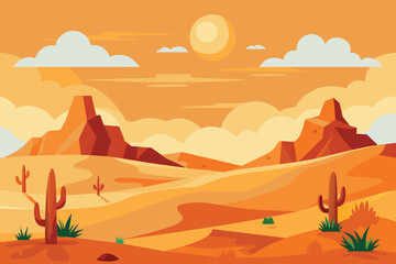 Wall Mural - Vector Desert Landscape Illustration design