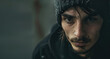 © IndigoElf - Portrait of a young sad man with drug addict. Social problems, drug and alcohol addiction, negative impact on health, copy space.