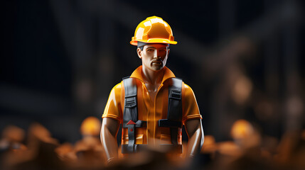 Wall Mural - Construction Worker Construction Icon 3d