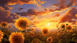 sun and sunflowers field