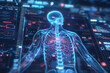 Cutting-edge wireframe visualization on luminous translucent backdrop, depicting futuristic medical concept and innovation