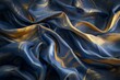   A tight shot of blue-gold fabric, abundantly folded at its side