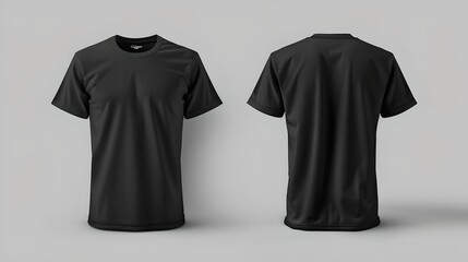 Poster - Black T-shirt Mockup Front and Back View. Clean Simple Design. Ideal for Branding and Apparel Marketing. Display Your Design with Style. AI