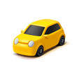 Yellow car, 3D. For transport services, business, food delivery, lifestyle. Vector