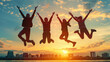 © paulmalaianu - Happy peoples in silhouette jumping up in the air in sign of success and achievement.