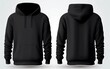Modern black hoodie with front and back view