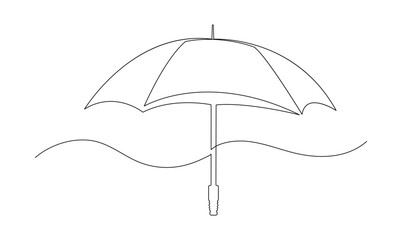 Vector continuous one simple single abstract line drawing of umbrella concept of safety and security