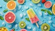 different fruit and popsicle ice, refreshing and cooling snacks

