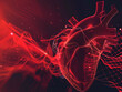 Abstract visualization of a heart beating, with pulsating reds and flowing lines to represent life and vitalityhyper realistic, low noise, low texture, futuristic style