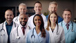 Group of portrait doctors and nurses characters in different poses. Medical people. Hospital staff. Team of doctors concept.